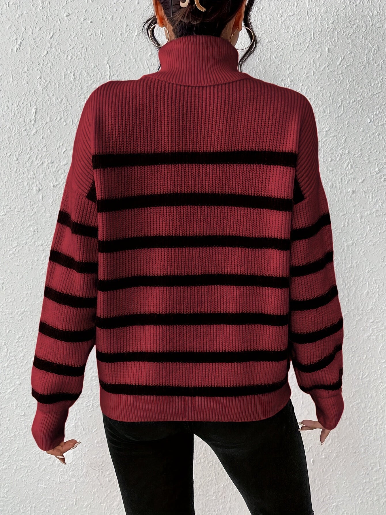 Pull Col Roulé Rayé pour Femme