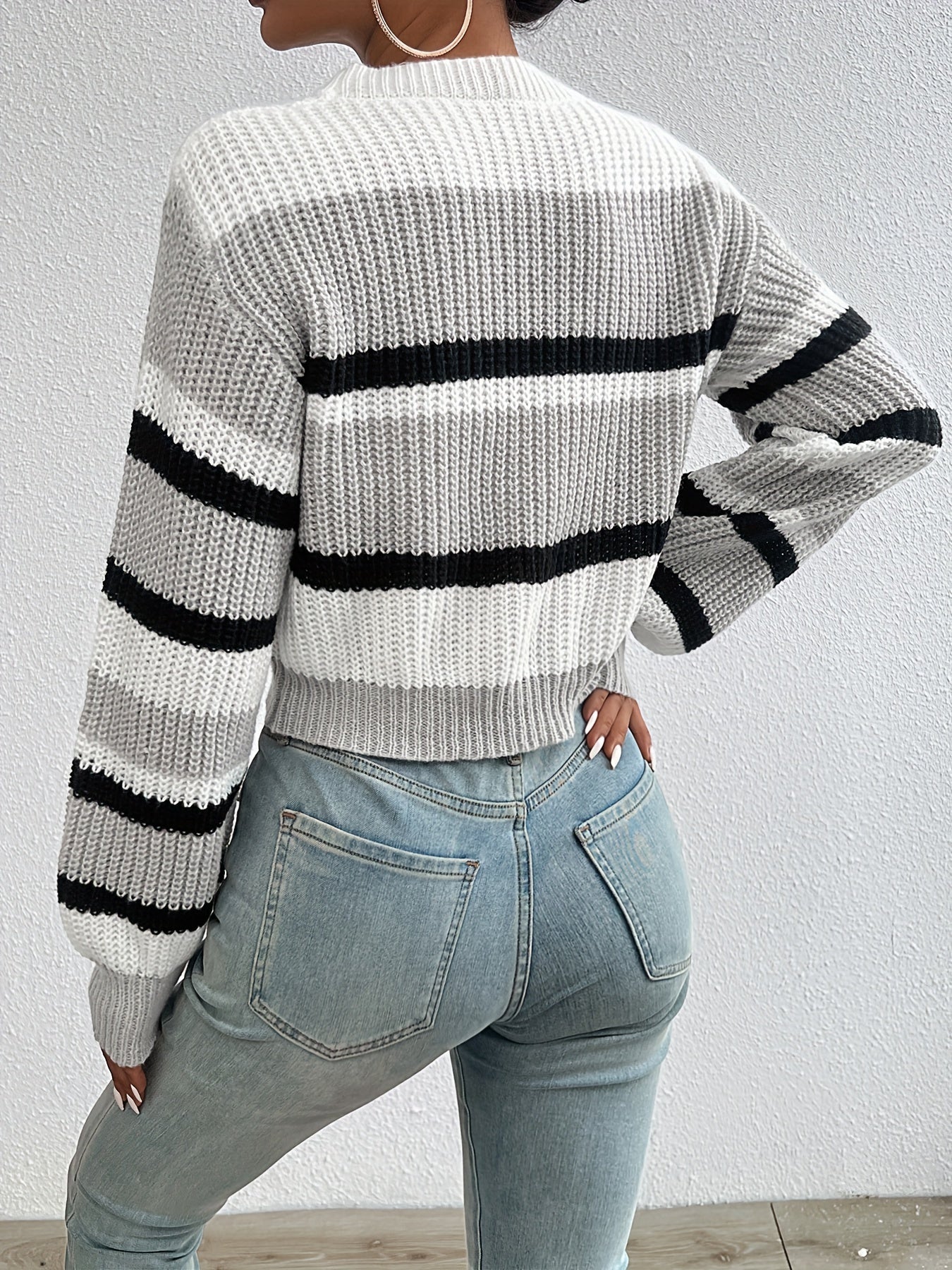 Pull en maille rayé cropped - Selene