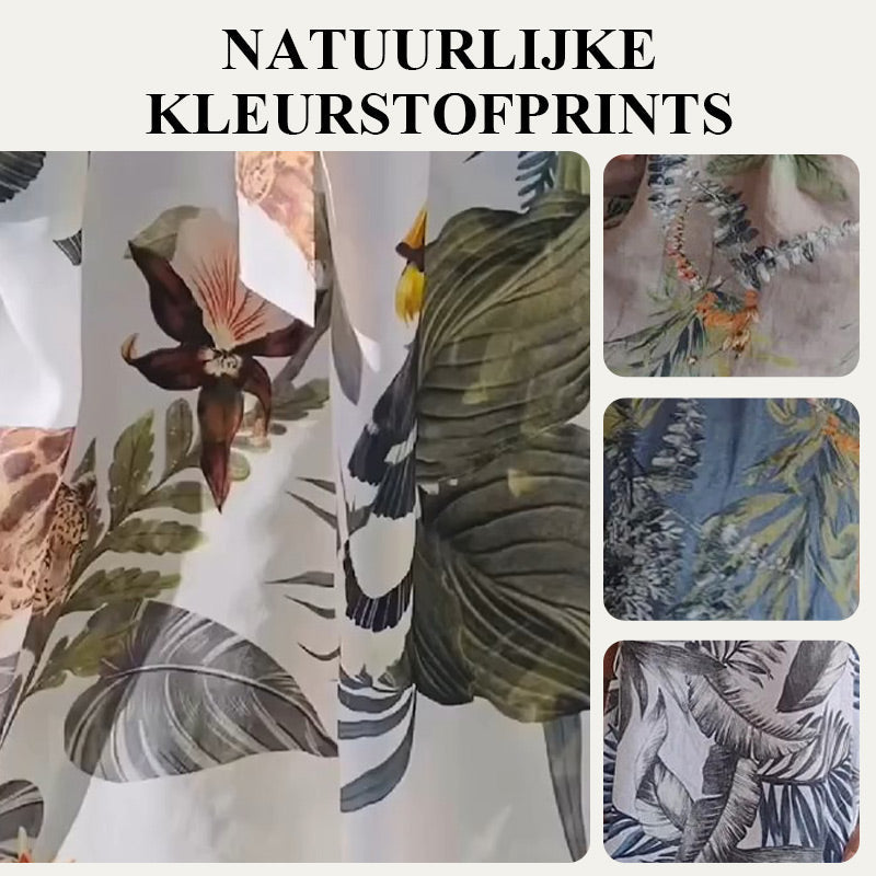 🌷Uitverkoop 49% korting🍀Jurk met ronde hals en botanische print voor dames