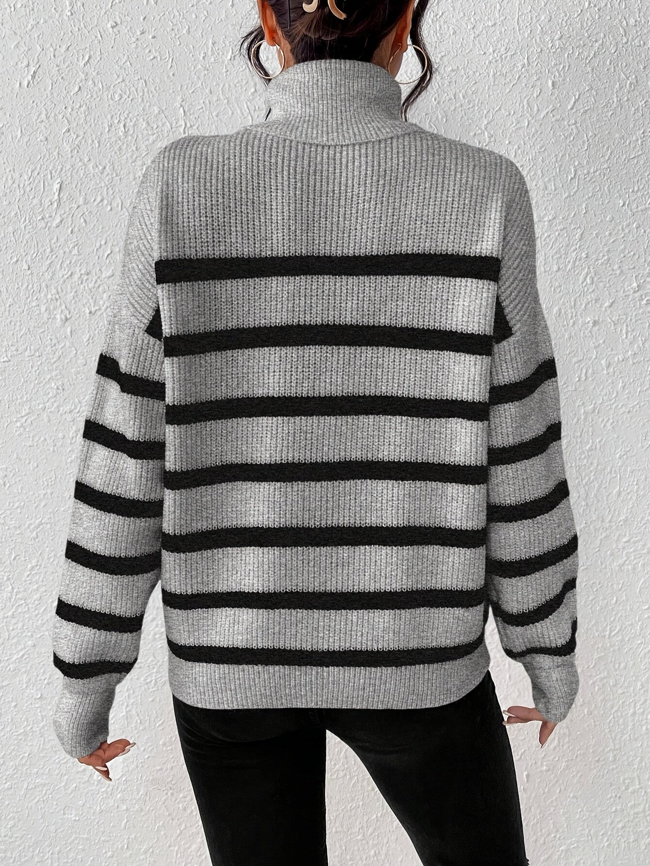 Pull Col Roulé Rayé pour Femme
