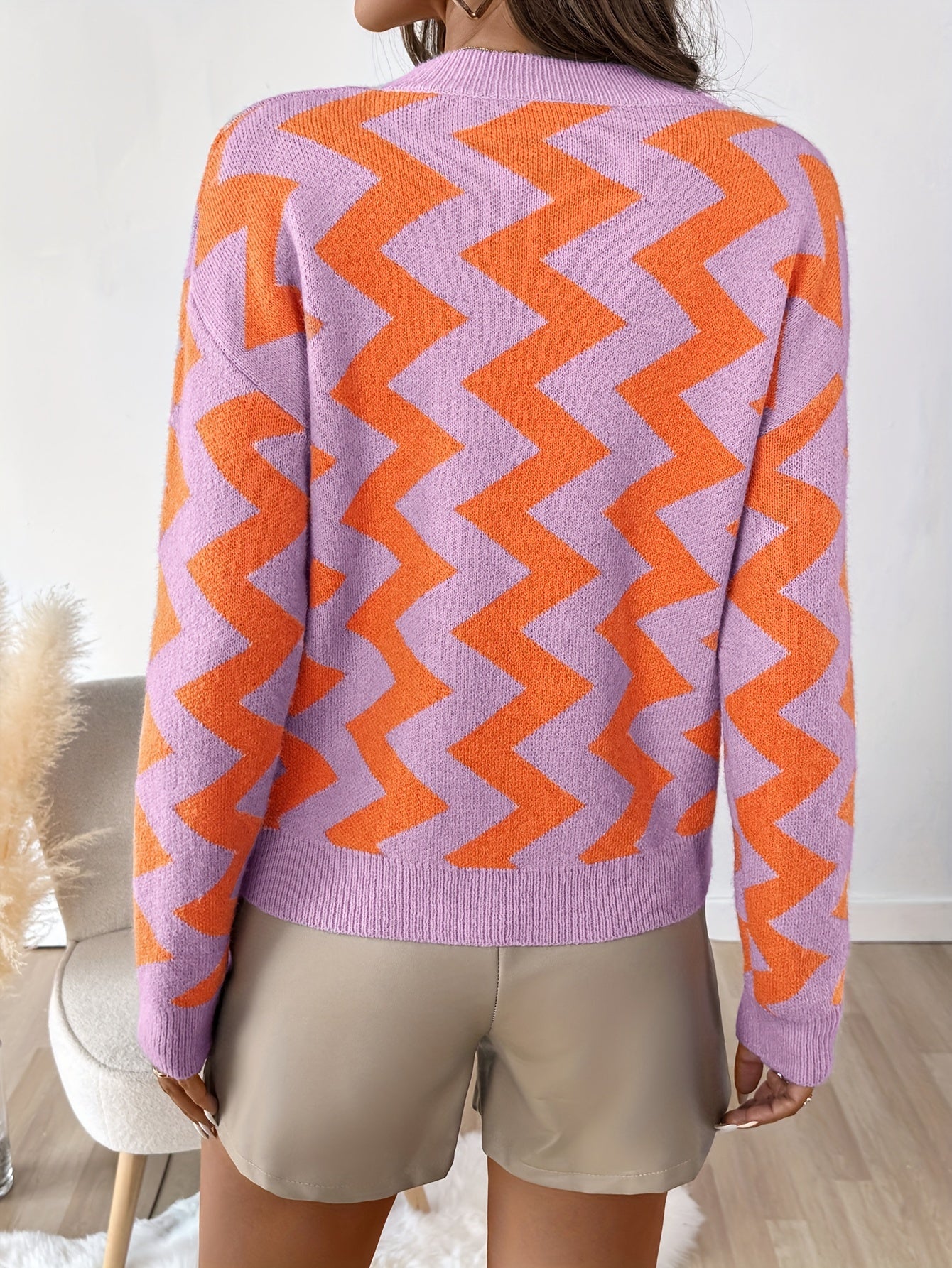 Marie - Pull Géométrique à Blocs de Couleurs pour Femme