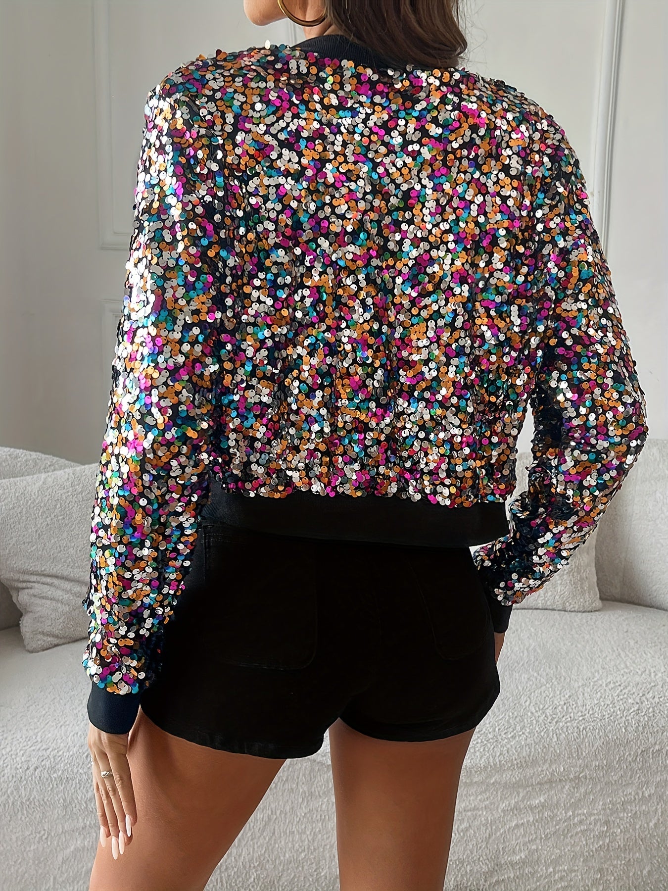 Blouson Bomber à Paillettes pour Femme