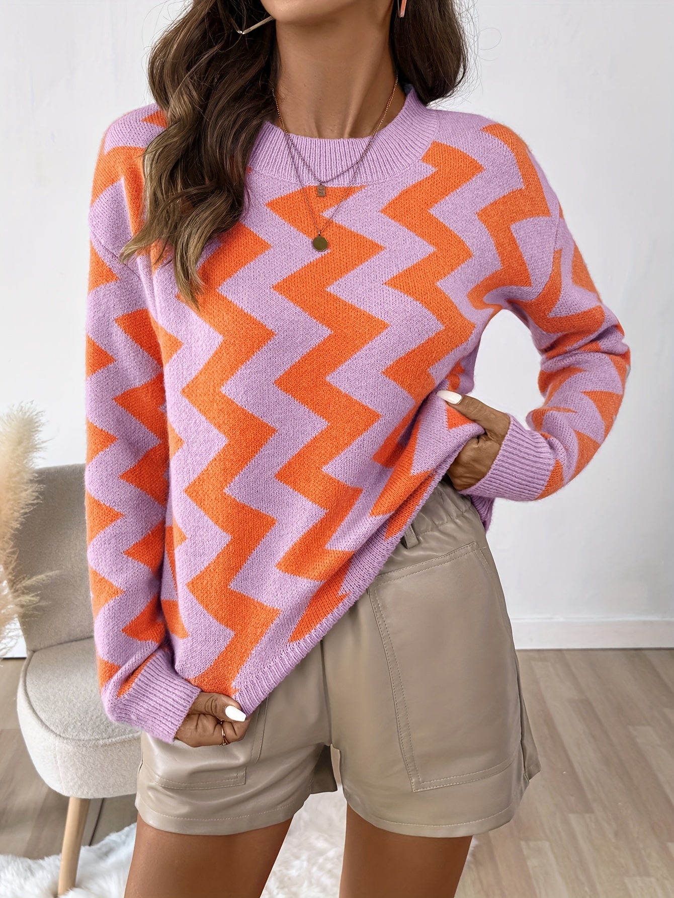 Marie - Pull Géométrique à Blocs de Couleurs pour Femme
